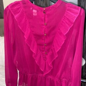 Hot pink button blouse